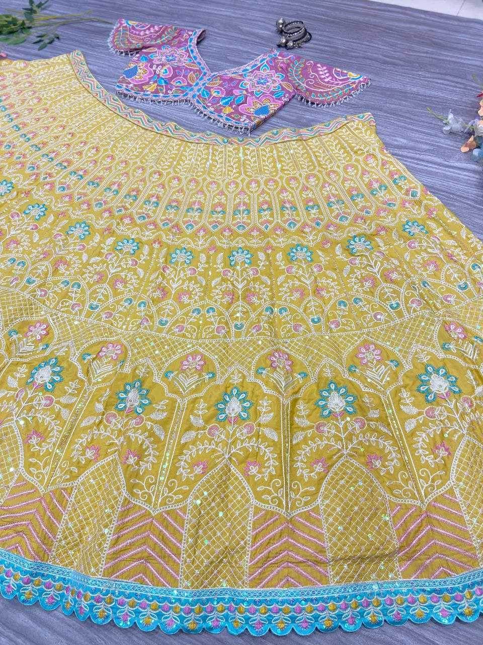 Kasturi Silk Embroidered Sequins Lehenga With Cancan - MYLUXURY LANE ENTERPRISE